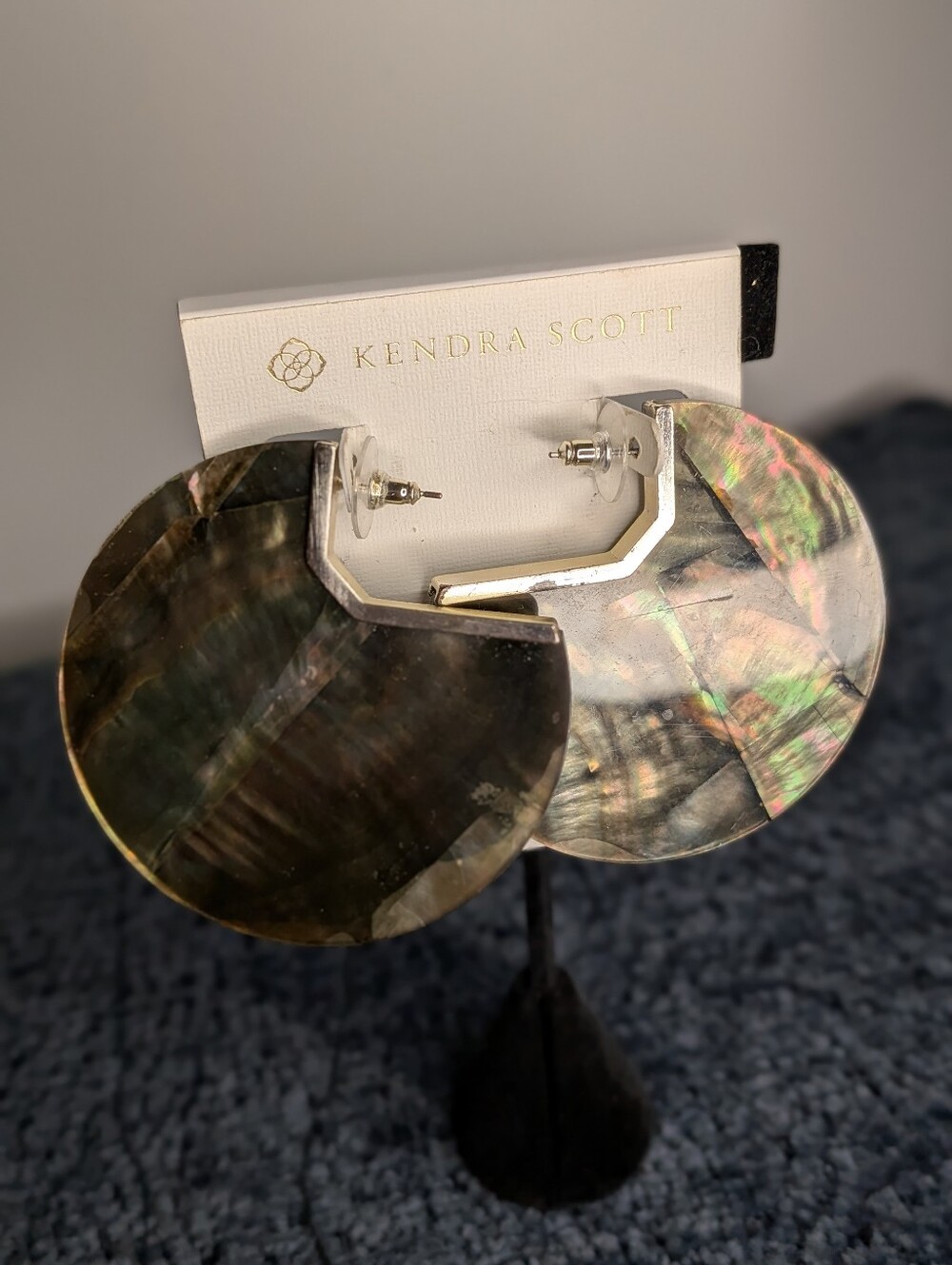 Kendra Scott Large Whole Abalone Shell Statement Hoops - Rare